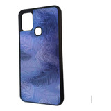 Funda Diseño Hojas Azul Metalizado Para Samsung A21s