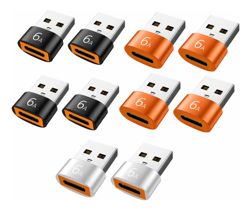 10 Pz Otg Adaptadores Usb-a Macho A Tipo C Hembra Mayoreo