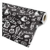 Papel De Parede Adesivo Casual Café Preto Branco Lavável