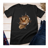 Polera Unisex Gato Gatitos Huecos Algodon Estampado