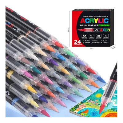 Marcadores Acrílicos Tipo Pincel Para Arte Set 24 Piezas Chocolate | Envío gratis