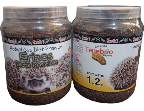 2 Botes Comida Alimento Para Erizo Dieta Premium 1.2 Kgs