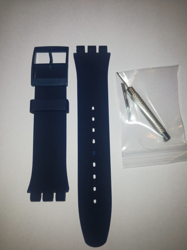 Correa De Reloj Swatch 19mm Azul Petróleo +pasadores Y Herra