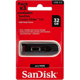 Pack X3 Pendrive 32gb Usb 3.0 Pen Sandisk Cruzer Glide Veloz