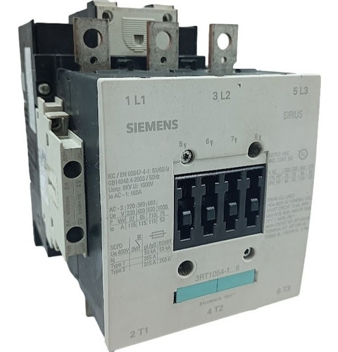 Contator Tripolar Siemens 3rt1054-1ap36 115a 220-240v