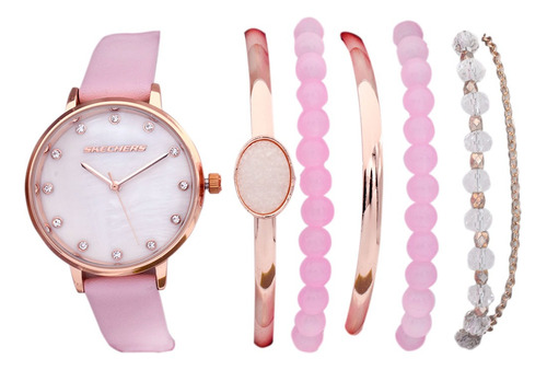 Set De Reloj Y Pulceras Skechers Para Mujer Modelo Sr9034