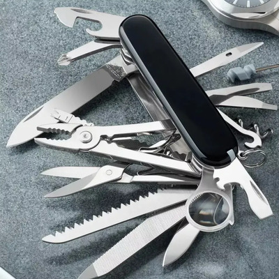 LAGOM Multiherramienta 17 funcionesCuchillo multifuncional 30 usosNavaja de bolsillo multiherramientaHerramienta plegable tipo navaja suiza Acero inoxidable 304 multiherramientaNavaja negra | Envío gratis
