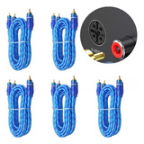 5 Pzas Cable Audio Rca 2 Plugs Macho Macho Dorado 1.8m T3909