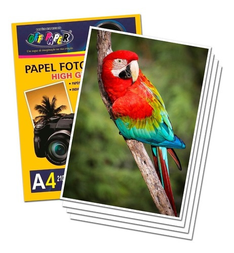 Papel Fotográfico Foto Brilhante Glossy 180g A4 C/ 50 Folhas Cor Branco