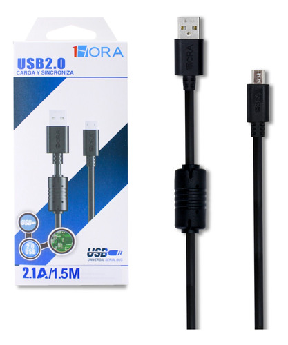 Cable 1hora V8 Micro Usb 2.0 Reforzado 1.5m Carga Rapida