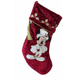 Meia De Natal Em Veludo Minnie Mickey Raríssima Disney Parks