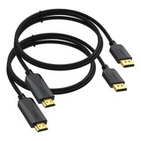 Cable Displayport Delgado A Hdmi De 3 Pies, Paquete De 2 Pue