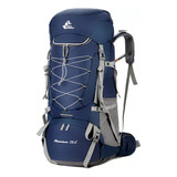 Mochila Viagem Camping Trilha Trekking Montanhismo 75l Azul Acompanha Capa De Chuva Com Reforço De Sustentação Em Alumínio