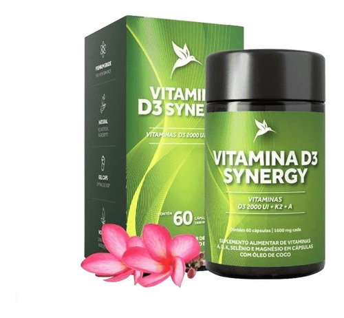 Vitamina D3 Synergy A + K2 + Magnésio - 60 Cáps Puravida