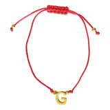 Pulsera Letra G Cordón Rojo Enchapado Oro 18k