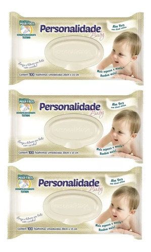Toalhas Umedecidas Personalidade Baby Kit Com 03 Pacotes 