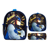 Kit Mochila Escolar Menino De Costas Com Lancheira Batman