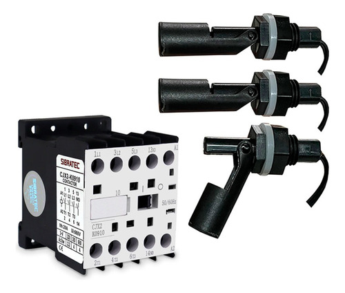 Kit Controle Nível C/ 3 Sensor Boia + Contator 9a 110v 127v