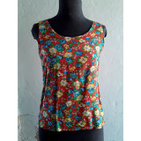 Blusa Vintage Musculosa Estampado Floreado Tejido Plano