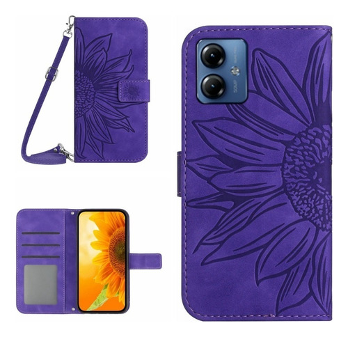 Funda For Móvil Con Relieve De Girasoles For Motorola