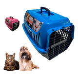 Caixa Transporte Pet Nº1 Cães Cachorros Gatos Plástico Azul