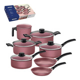 Conjunto Panelas Tramontina Antiaderente Alumínio Rosa 7 Pçs