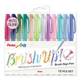 Pentel Brush Sign Pen Colores Pastel Ses15c - Punta De Broch