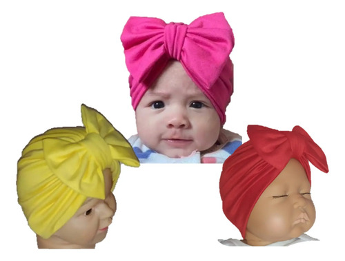 3 Gorros Turbantes Para Bebe Niña 0-6 M. Headwraps, Regalo B