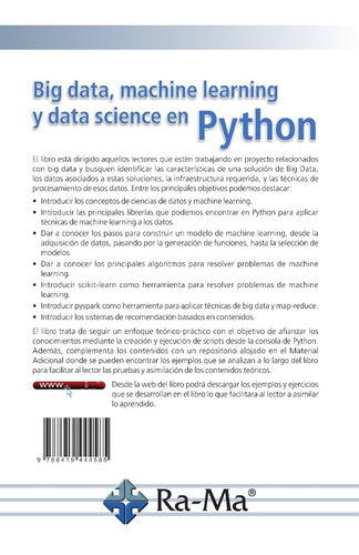 Big Data, Machine Learning Y Data Science En Python, De José Manuel Ortega Candel. Editorial Alfaomega - Ra-ma, Tapa Blanda, Edición 1 En Español, 2023