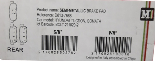 Pastillas Freno Traseras Para Hyundai Tucson Sonata Getz Foto 3