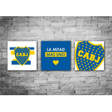 Cuadros Decorativos Fútbol Boca Juniors Set De 3 Unidades