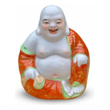 Escultura Buda Da Felicidade Em Porcelana Policromada