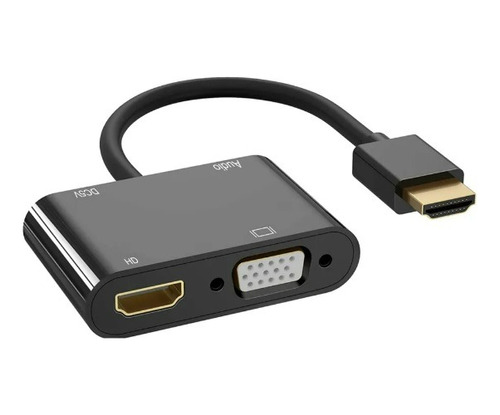 Adaptador 2 Em 1 Hdmi Para Hdmi Vga Áudio E Vídeo