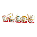 5 Gatos De La Suerte De Cerámica Decoración Hogar Maneki