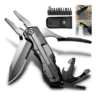 Navaja Multiherramienta 12 En 1 Negra Acero Inoxidable Con Estuche | MercadoLibre