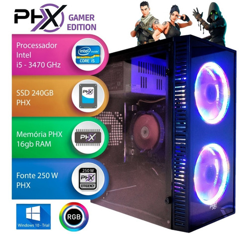 Pc - Cpu Gamer Fortnite I5-3470 + Fonte 250w + Ssd 240gb