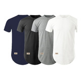 Kit 4 Camisas Longline Básica Masculina 100% Aldogão 30.1