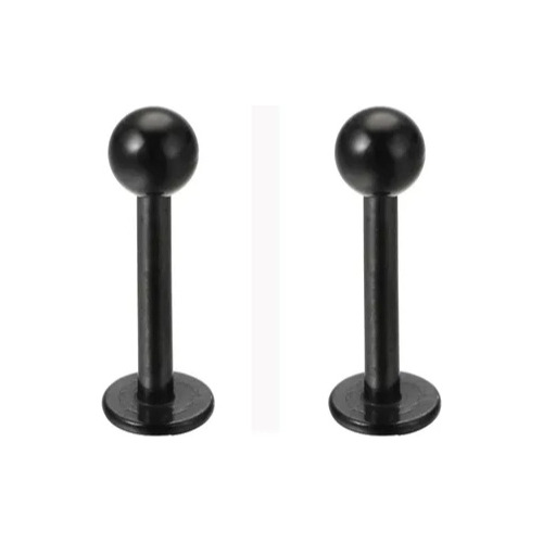 Piercing Titanio Aro Tope Negro 8mm Por 1 Par