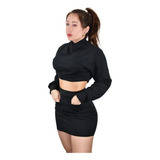 Saia De Moletinho Curta + Blusinha Moleton Feminino