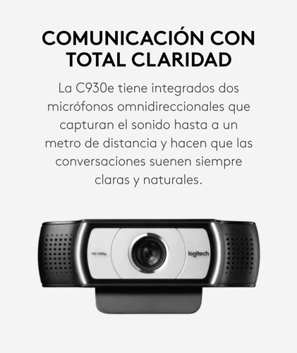 Camara Web Logitech C930e Full Hd, Color Negro 30 Fps