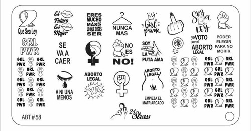 Placa Para Stamping De Acrílico 21 Strass Feminista