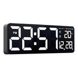 Reloj Pared Digital 40x13cm Grande Dia Fecha Hora Temp Led B