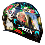 Capacete Fechado Moto Asx Eagle Lady Catrina Mulher Caveira