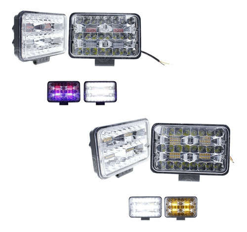 Par Faros Unidad 4x6 4656 48 Led Rectangular Estrobo Bicolo