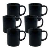 Jogo Xicara Caneca Cafe Cha Porcelana Preta 100ml 06un