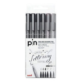 Marcador Uni Pin Pigmentada Fine Line Set X6 Lettering