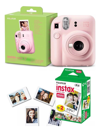 Kit Mini Câmera Instantânea Instax 12 Rosa Fujifilm + 20foto