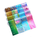 Paquete 16 Transfer Foil, Decoración Uñas Gotas Agua Colores