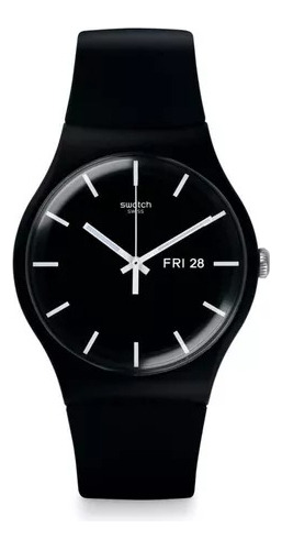 Reloj Swatch Mono Black De Silicona Hombre Mujer