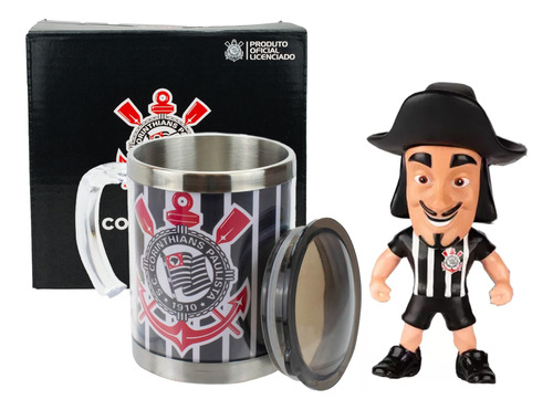 Kit Presente Mascote Corinthians Caneca Inox Termica Oficial